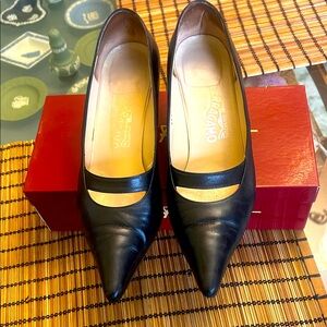 Salvatore Ferragamo Black Leather Heels